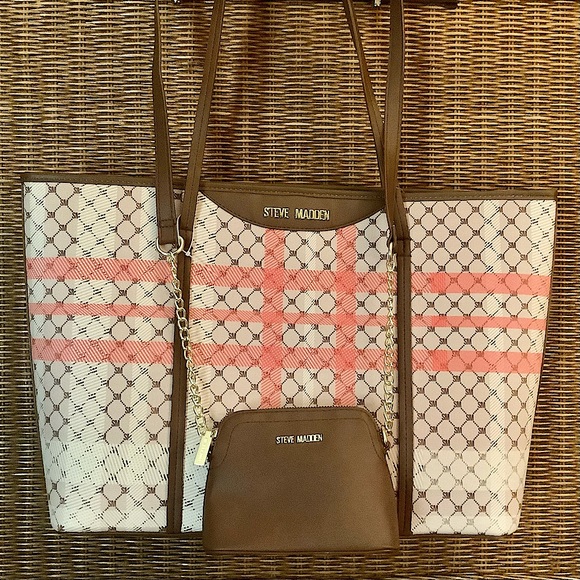 Steve Madden Handbags - Steve Madden 2 Piece BSilas Large Signature Tote/Small Crossbody Bags